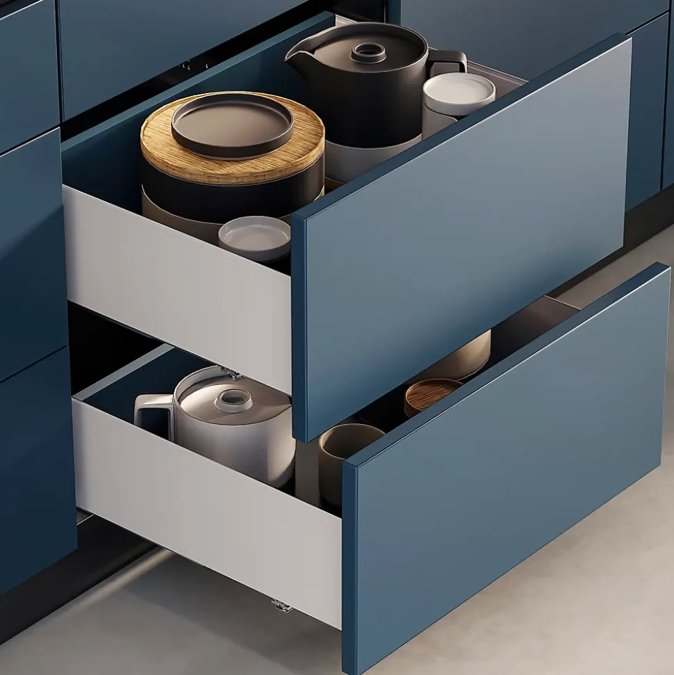 Emuca Tiroir extérieur Simplex 25kg hauteur 122mm, profondeur 490mm, acier, peint en blanc