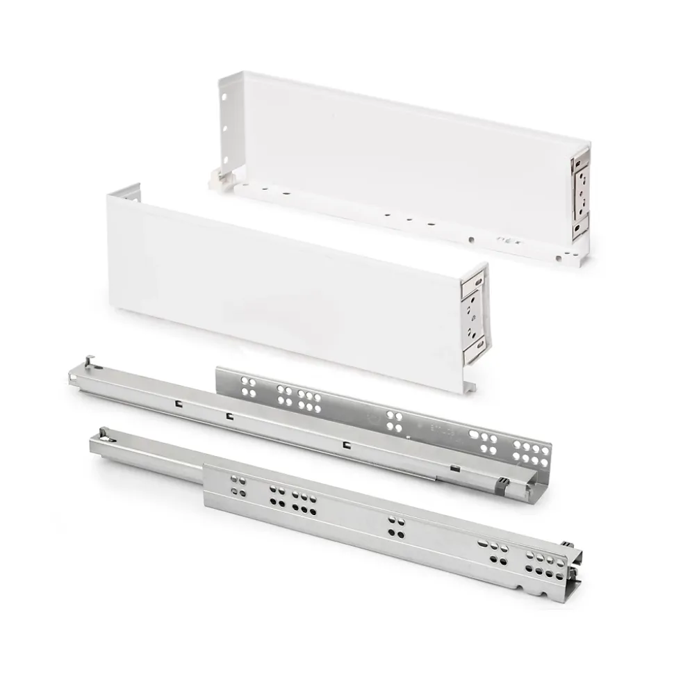 Emuca Tiroir extérieur Simplex 25kg hauteur 122mm, profondeur 490mm, acier, peint en blanc