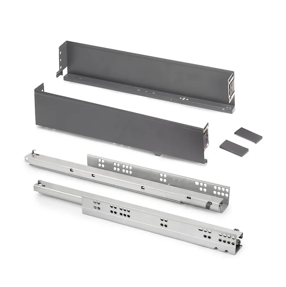 Emuca Tiroir extérieur Simplex 25kg hauteur 88mm, profondeur 490mm, acier, Gris antracite