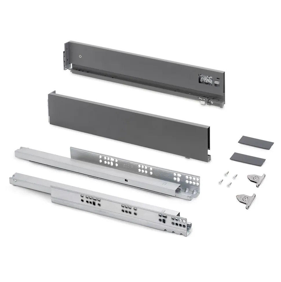 Emuca Tiroir extérieur Vertex avec réglages 3D hauteur 93mm, 40kg, profondeur 270mm, Acier, Gris anthracite