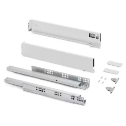 Emuca Tiroir extérieur Vertex avec réglages 3D hauteur 83mm, 40kg, profondeur 500mm, Acier, Peint en blanc