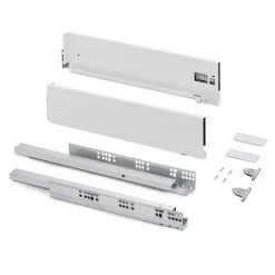 Emuca Tiroir extérieur Vertex avec réglages 3D hauteur 131mm, 40kg, profondeur 450mm, Acier, Peint en blanc