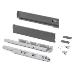 Emuca Tiroir extérieur Vertex avec réglages 3D hauteur 93mm, 40kg, épaisseur de panneau de 18mm, profondeur 500mm, Acier, Gris