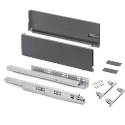 Emuca Tiroir extérieur Vertex avec réglages 3D hauteur 178mm, 40kg, profondeur 450mm, Acier, Gris antracite