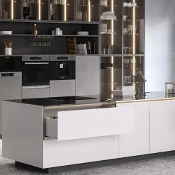 Emuca Tiroir extérieur Vertex avec réglages 3D hauteur 93mm, 40kg, profondeur 400mm, Acier, Peint en blanc