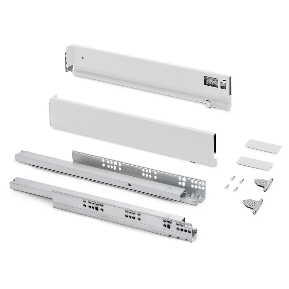 Emuca Tiroir extérieur Vertex avec réglages 3D hauteur 83mm, 40kg, profondeur 450mm, Acier, Peint en blanc