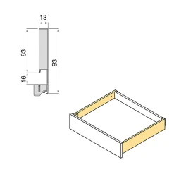 Emuca Tiroir extérieur Vertex Push Synchro avec réglages 3D, hauteur 93mm, 40kg, profondeur 450mm, Acier, Peint en blanc
