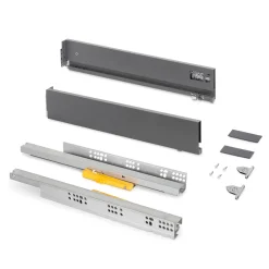 Emuca Tiroir extérieur Vertex Push Synchro avec réglages 3D, hauteur 93mm, 40kg, profondeur 450mm, Acier, Gris antracite