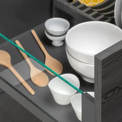 Emuca Tiroir Extérieur Vertex 40kg côtés en verre 178mm de haut, 450mm de profondeur, Acier & Aluminium et Verre, Gris Anthracite