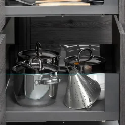 Emuca Tiroir Extérieur Vertex 40kg côtés en verre 178mm de haut, 450mm de profondeur, Acier & Aluminium et Verre, Gris Anthracite