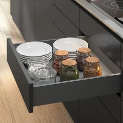 Emuca Tiroir extérieur Vertex Push Synchro avec réglages 3D, hauteur 131mm, 40kg, profondeur 450mm, Acier, Gris antracite