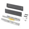 Emuca Tiroir extérieur Vertex Push Synchro avec réglages 3D, hauteur 131mm, 40kg, profondeur 350mm, Acier, Gris antracite