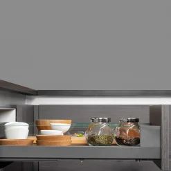 Emuca tiroir Extérieur Vertex 40kg côtés en verre 93mm de haut, 500mm de profondeur, Acier & Aluminium et Verre, Gris Anthracite