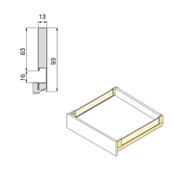 Emuca tiroir Extérieur Vertex 40kg côtés en verre 93mm de haut, 500mm de profondeur, Acier & Aluminium et Verre, Gris Anthracite