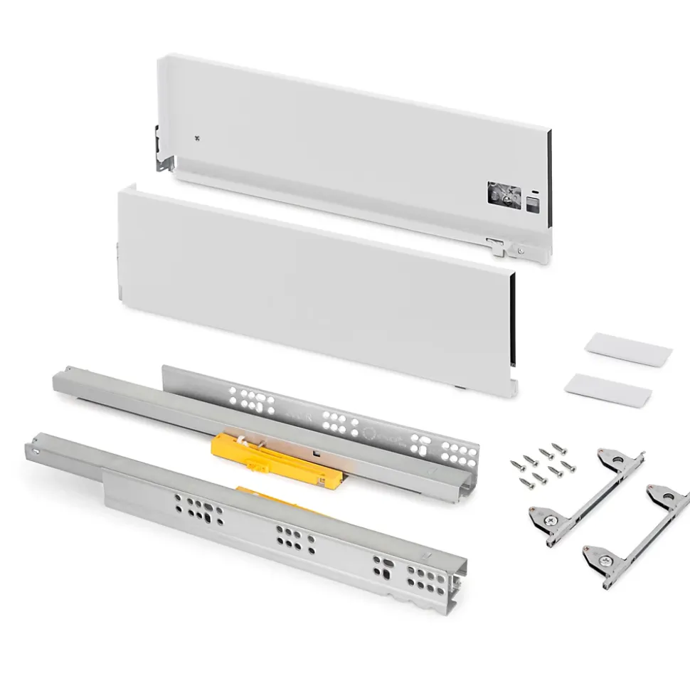 Emuca Tiroir extérieur Vertex Push Synchro avec réglages 3D, hauteur 178mm , 40kg, profondeur 400mm, Acier, Peint en blanc
