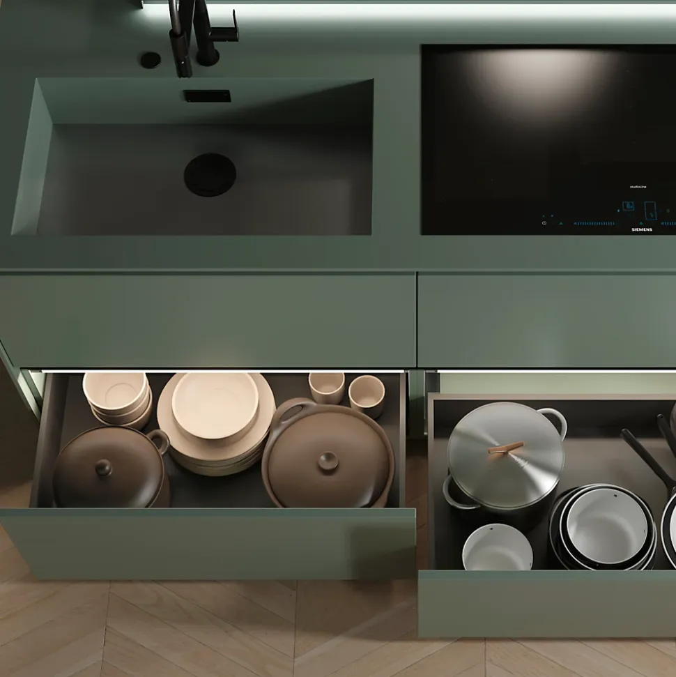 Emuca Tiroir extérieur Vertex avec réglages 3D hauteur 93mm, 60kg, profondeur 500mm, acier, Gris antracite