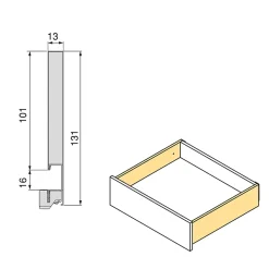 Emuca Tiroir extérieur Vertex Push Synchro avec réglages 3D, hauteur 131mm, 40kg, profondeur 400mm, Acier, Gris antracite