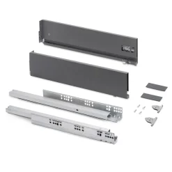 Emuca Tiroir extérieur Vertex avec réglages 3D hauteur 131mm, 40kg, profondeur 450mm, Acier, Gris anthracite