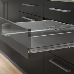 Emuca Tiroir extérieur Vertex avec réglages 3D hauteur 131mm, 40kg, profondeur 450mm, Acier, Gris anthracite