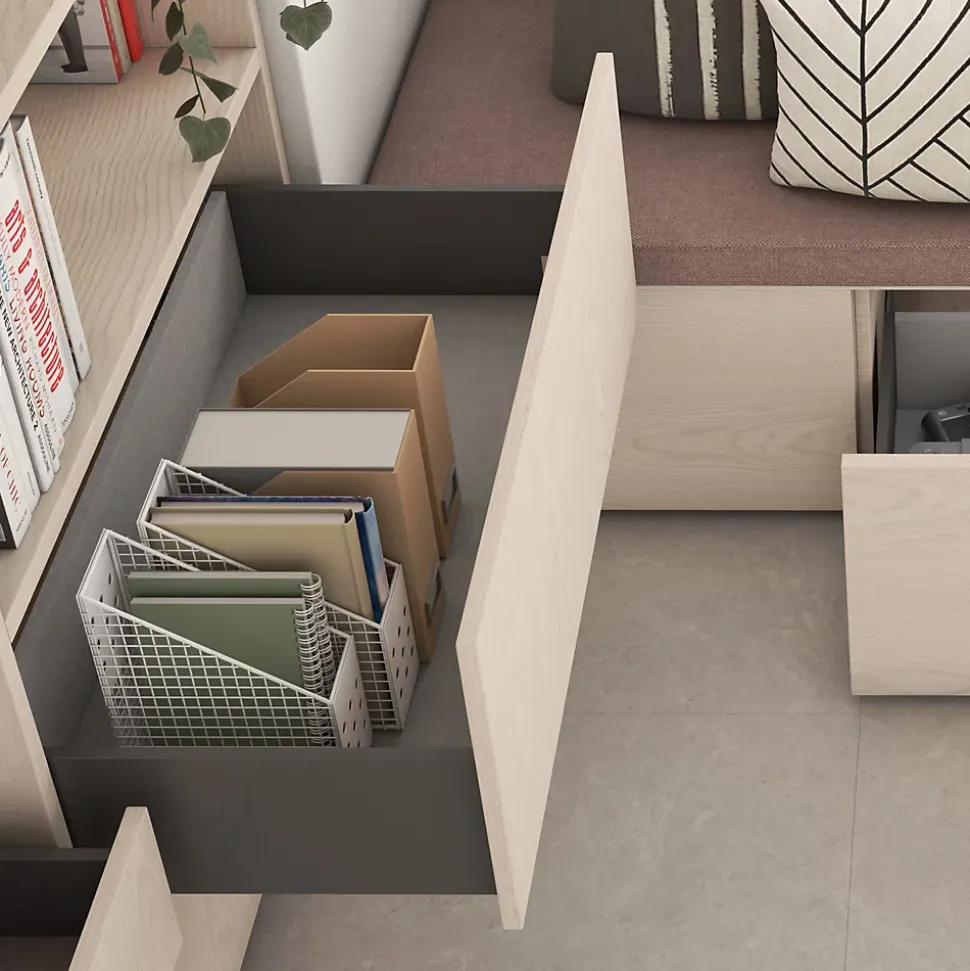 Emuca Tiroir extérieur Vertex avec réglages 3D hauteur 178mm, 40kg, épaisseur de panneau de 18mm, profondeur 350mm, Acier, Gris