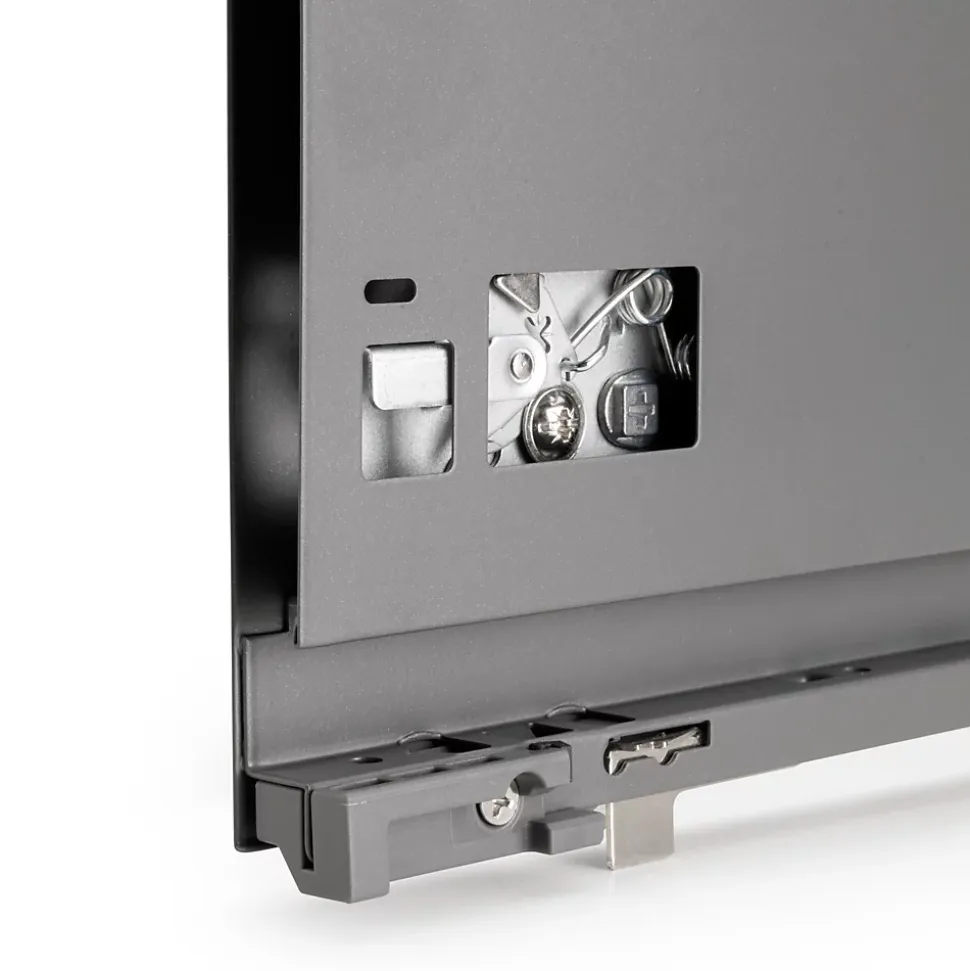 Emuca Tiroir extérieur Vertex avec réglages 3D hauteur 178mm, 40kg, épaisseur de panneau de 18mm, profondeur 350mm, Acier, Gris