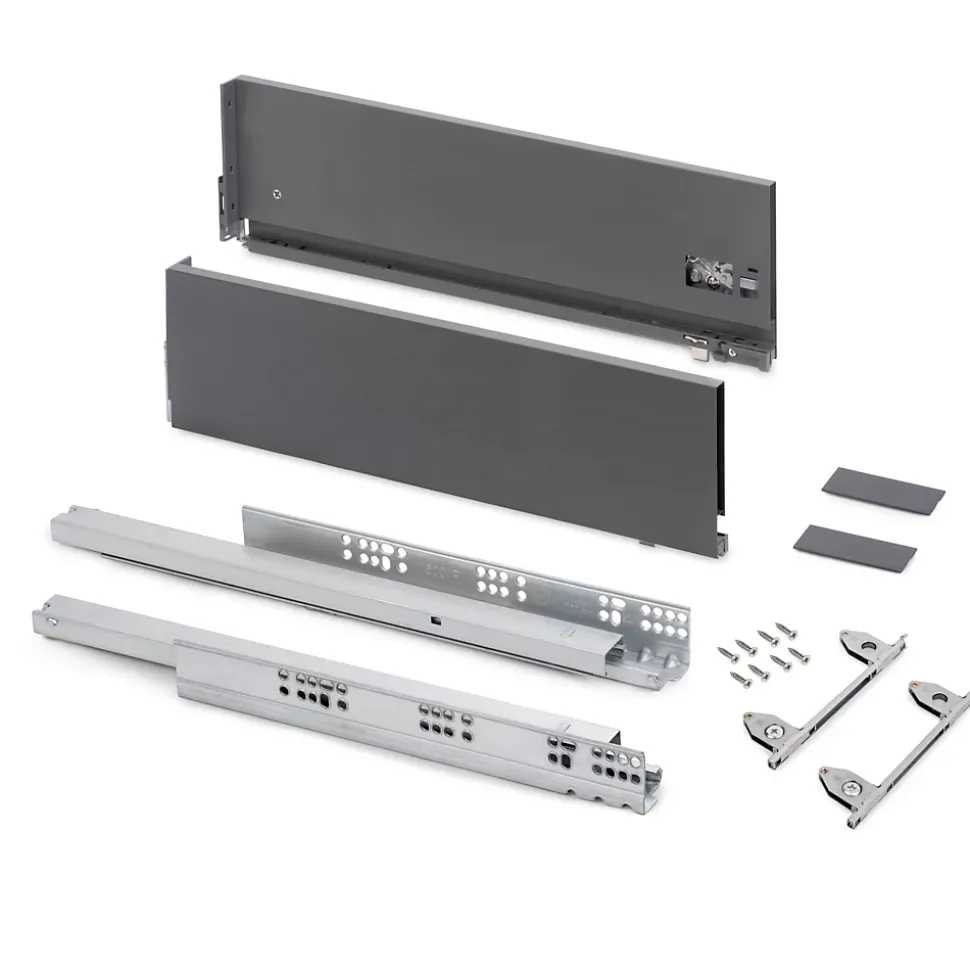 Emuca Tiroir extérieur Vertex avec réglages 3D hauteur 178mm, 40kg, profondeur 400mm, Acier, Gris antracite