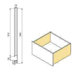Emuca Tiroir extérieur Vertex avec réglages 3D hauteur 242mm, 60kg, profondeur 450mm, acier, Peint aluminium