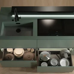 Emuca Tiroir extérieur Vertex avec réglages 3D hauteur 242mm, 60kg, profondeur 450mm, acier, Peint aluminium