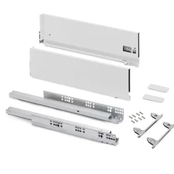 Emuca Tiroir extérieur Vertex avec réglages 3D hauteur 178mm, 40kg, profondeur 550mm, Acier, Peint en blanc