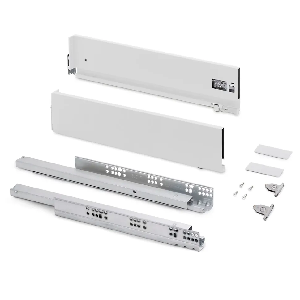 Emuca Tiroir extérieur Vertex avec réglages 3D hauteur 131mm, 40kg, profondeur 550mm, Acier, Peint en blanc