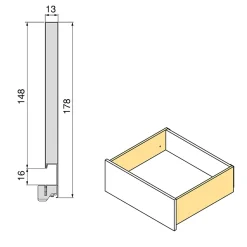 Emuca Tiroir extérieur Vertex Push Synchro avec réglages 3D, hauteur 178mm, 40kg, profondeur 450mm, Acier, Gris antracite