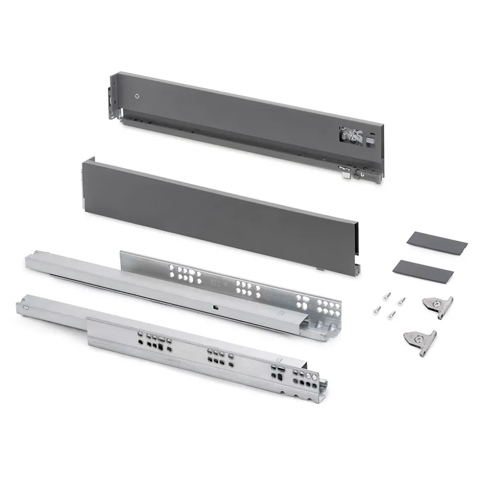 Emuca Tiroir extérieur Vertex avec réglages 3D hauteur 83mm, 40kg, profondeur 450mm, Acier, Gris antracite