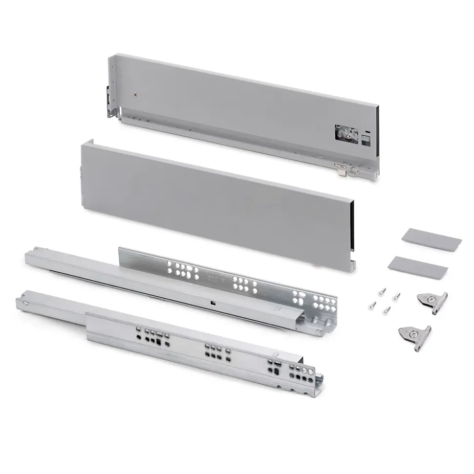 Emuca Tiroir extérieur Vertex avec réglages 3D hauteur 131mm, 40kg, profondeur 400mm, Acier, Peint en aluminium