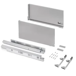 Emuca Tiroir extérieur Vertex avec réglages 3D hauteur 242mm, 60kg, profondeur 500mm, acier, Peint aluminium