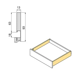 Emuca Tiroir extérieur Vertex avec réglages 3D hauteur 93mm, 40kg, épaisseur de panneau de 18mm, profondeur 400mm, Acier, Gris
