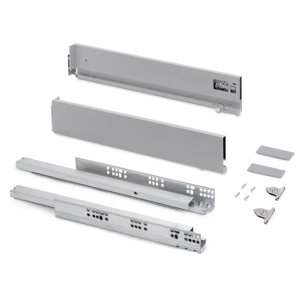 Emuca Tiroir extérieur Vertex avec réglages 3D hauteur 93mm, 40kg, profondeur 400mm, Acier, Peint en aluminium