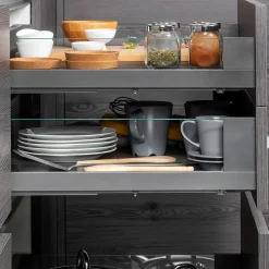 Emuca Tiroir Extérieur Vertex 40kg côtés en verre 131mm de haut, 450mm de profondeur, Acier & Aluminium et Verre, Gris Anthracite