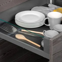 Emuca Tiroir Extérieur Vertex 40kg côtés en verre 131mm de haut, 450mm de profondeur, Acier & Aluminium et Verre, Gris Anthracite