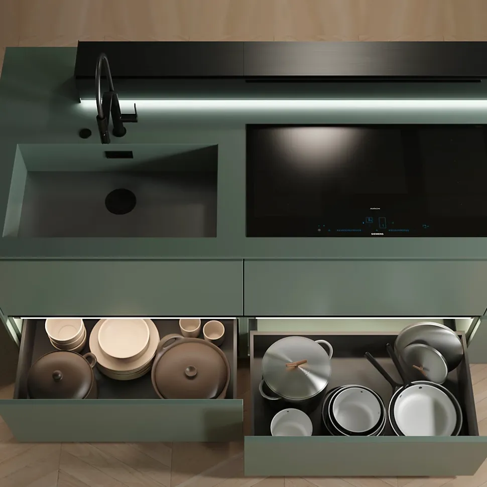 Emuca Tiroir extérieur Vertex avec réglages 3D hauteur 242mm, 60kg, profondeur 450mm, acier, Gris antracite