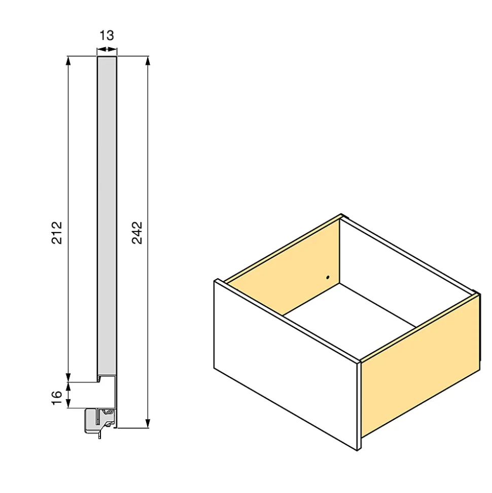 Emuca Tiroir extérieur Vertex avec réglages 3D hauteur 242mm, 60kg, profondeur 450mm, acier, Gris antracite