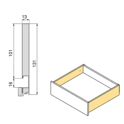 Emuca Tiroir extérieur Vertex avec réglages 3D hauteur 131mm, 60kg, profondeur 500mm, acier, Gris antracite