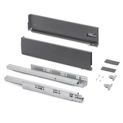 Emuca Tiroir extérieur Vertex avec réglages 3D hauteur 131mm, 40kg, profondeur 550mm, Acier, Gris anthracite