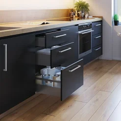 Emuca Tiroir extérieur Vertex avec réglages 3D hauteur 93mm, 40kg, profondeur 500mm, Acier, Gris anthracite