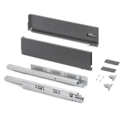 Emuca Tiroir extérieur Vertex avec réglages 3D hauteur 131mm, 40kg, profondeur 270mm, Acier, Gris anthracite