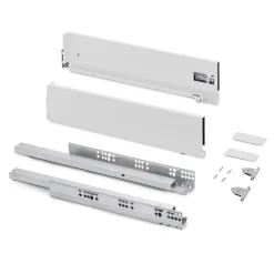 Emuca Tiroir extérieur Vertex avec réglages 3D hauteur 131mm, 40kg, profondeur 500mm, Acier, Peint en blanc