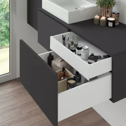 Emuca Tiroir extérieur Vertex avec réglages 3D hauteur 131mm, 40kg, profondeur 500mm, Acier, Peint en blanc