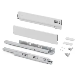 Emuca Tiroir extérieur Vertex avec réglages 3D hauteur 93mm, 40kg, profondeur 270mm, Acier, Peint en blanc