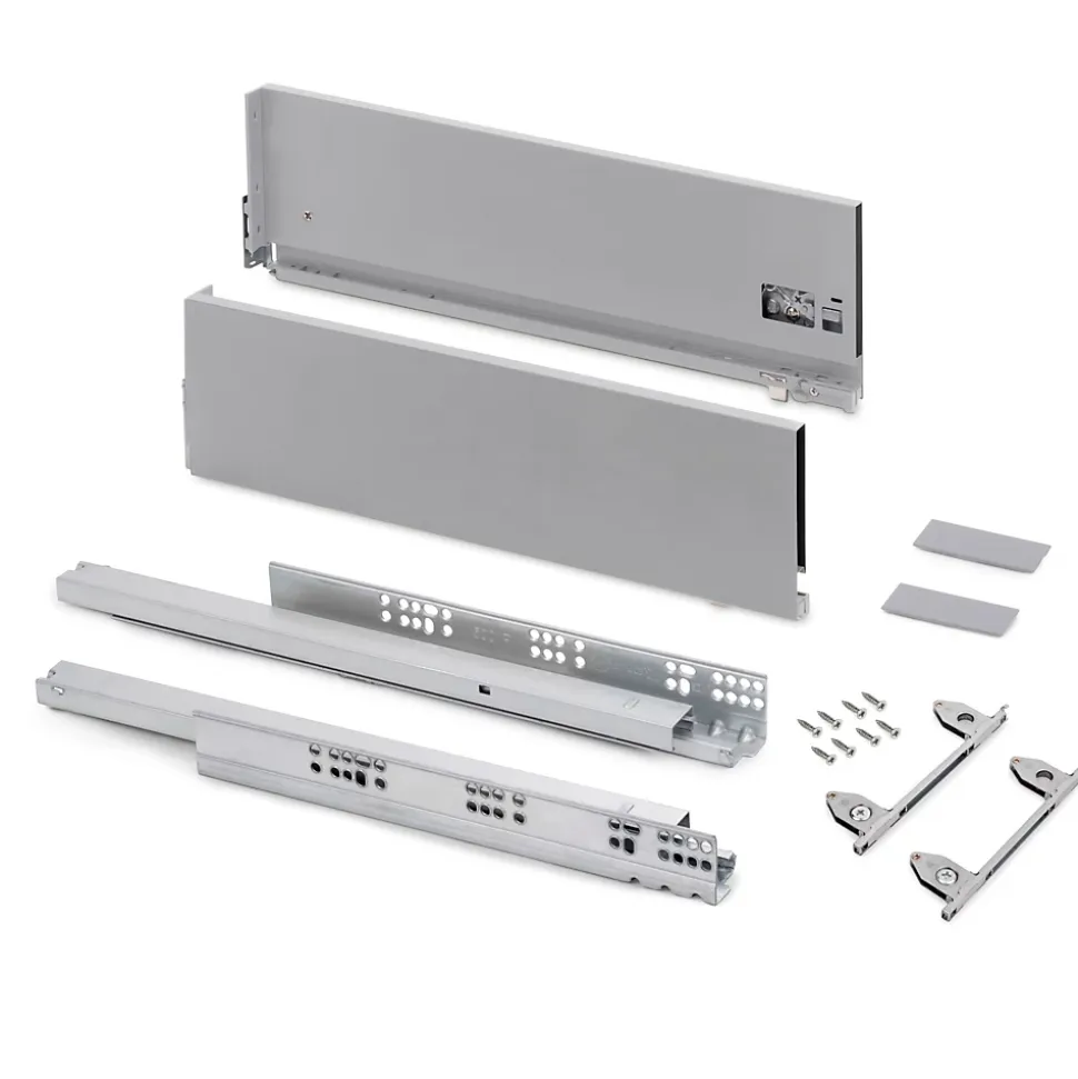 Emuca Tiroir extérieur Vertex avec réglages 3D hauteur 178mm, 40kg, profondeur 500mm, Acier, Peint en aluminium