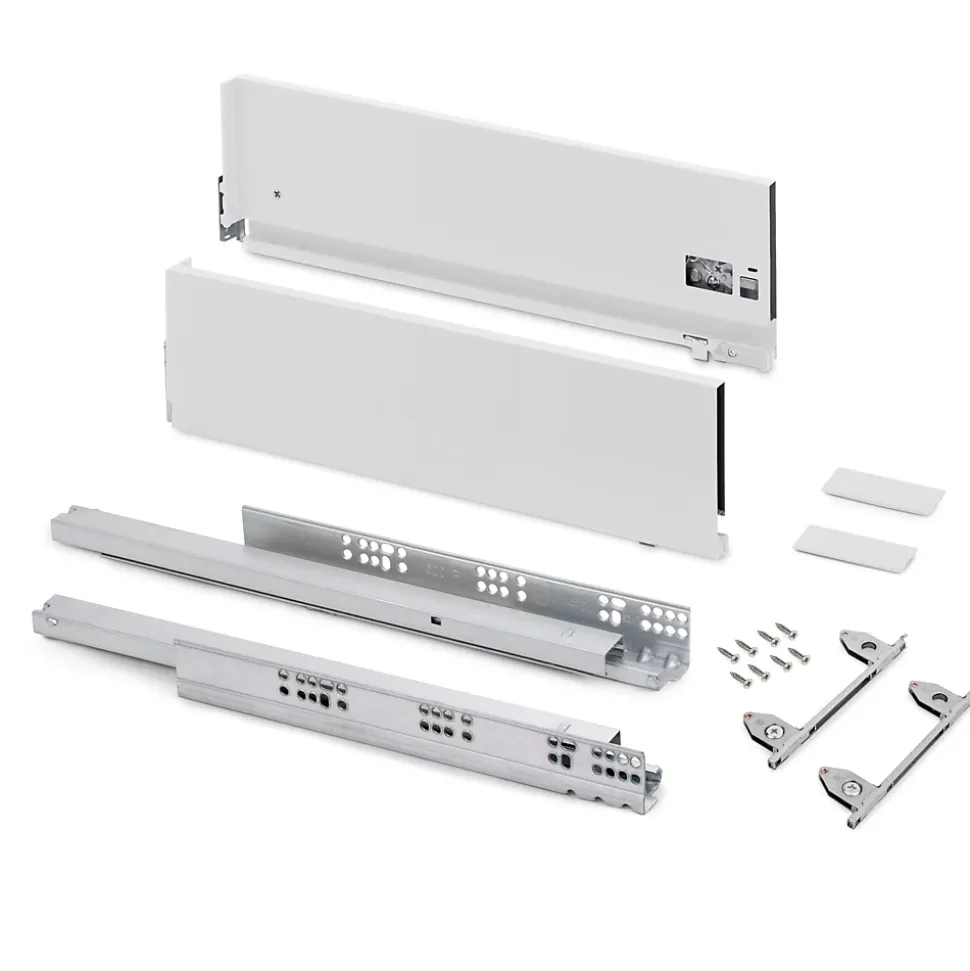 Emuca Tiroir extérieur Vertex avec réglages 3D hauteur 178mm, 40kg, profondeur 500mm, Acier, Peint en blanc