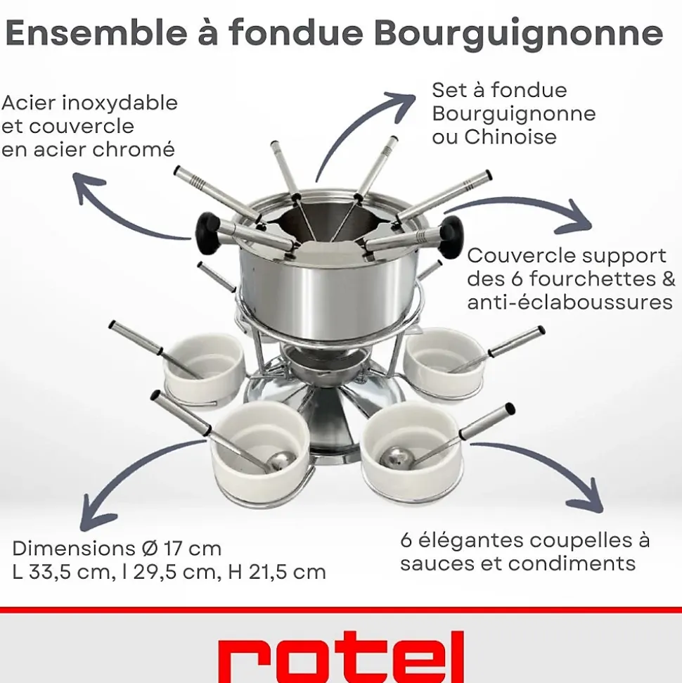 Ensemble à fondue bourguignonne pour 6 personnes, diamètre 17 cm Rotel Swiss Tradition